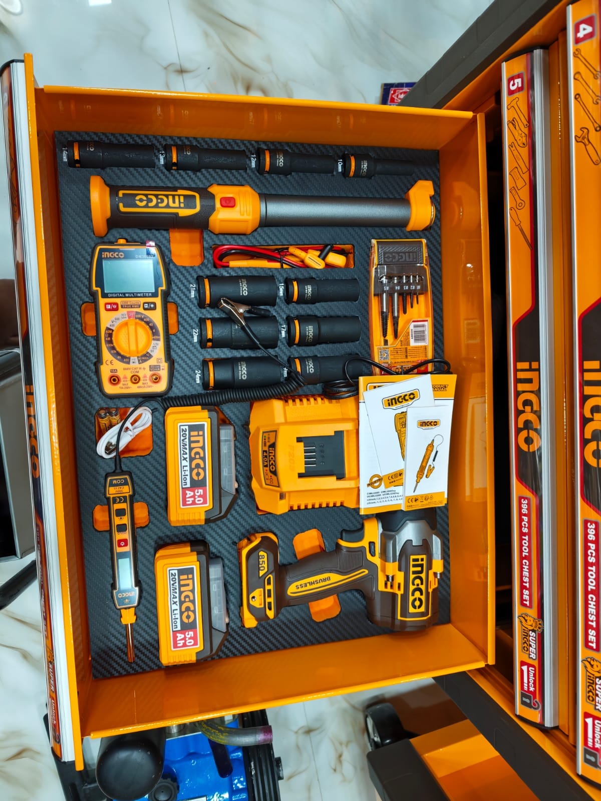 Digital multimeter and cordless driver set